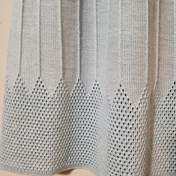 Beautiful Baby Blue Vintage Knit Midi Length Skirt Size 8 Retro Pleated Skirt - Picture 2 of 6